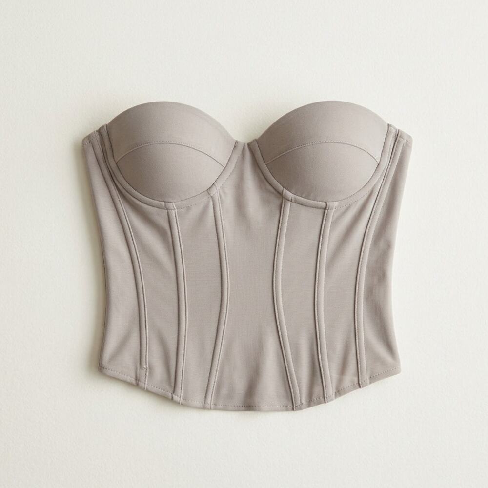 House of CB Demi Corset Bustier Silver Pewter XS NWOT